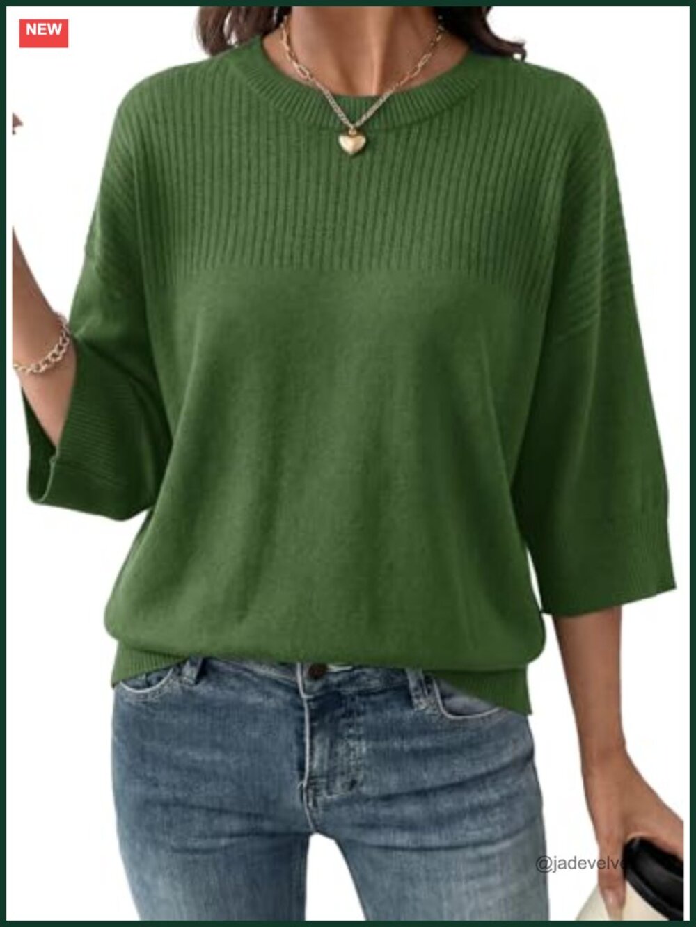 Womens Oversized Half Sleeve Cropped Knit Pullover Sweater